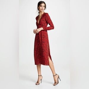 Revolve Rahi Red Leopard Print Midi Dress XS